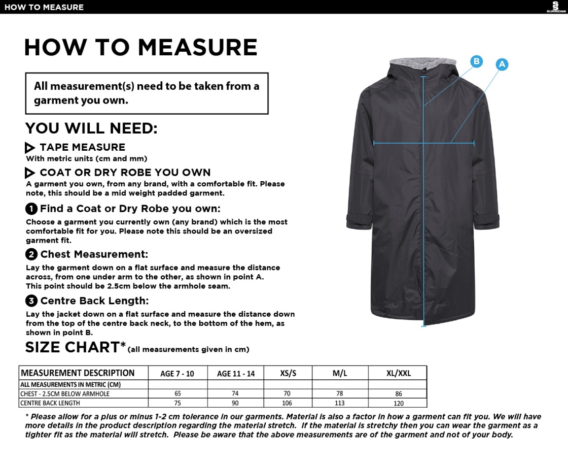 Whitworth Valley - FLEECE ROBE - Size Guide